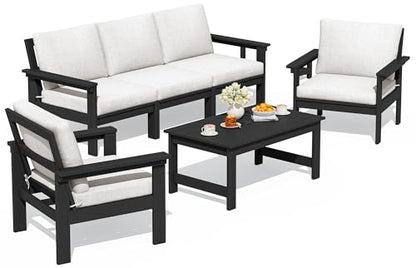 HDPE Outdoor Patio Furniture Set with Coffee Table