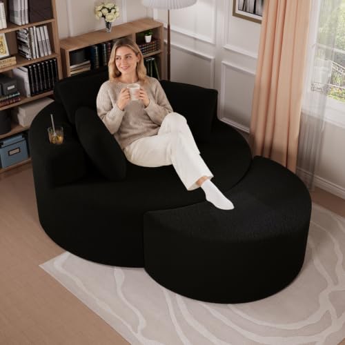 Round Chaise Lounge with Ottoman, view 2