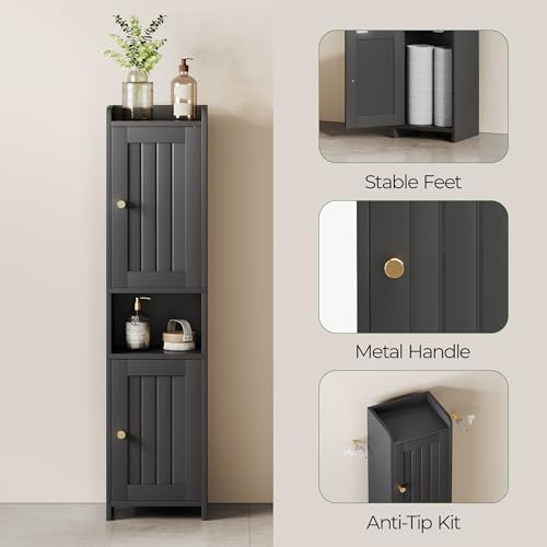Bathroom Cabinet with 2 Doors, 7.3 x 9.8 x 40.4 Inches, view 7