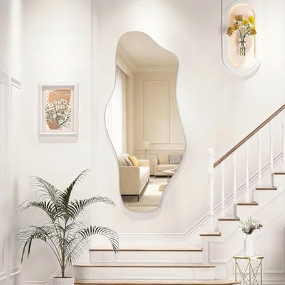 Irregular Wall Mirror, 48"x22" Asymmetrical Frameless Mirror, Modern Decorative Mirrors for Living Room, Entryway, Hallway, Bathroom, Bedroom,Wall Mounted Home Decor