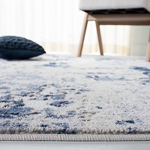 SAFAVIEH Skyler Collection Runner Rug - 2'2" x 9', Grey & Navy, Modern Abstract Design, Non-Shedding & Easy Care, Ideal for High Traffic Areas in Living Room, Bedroom (SKY562M)
