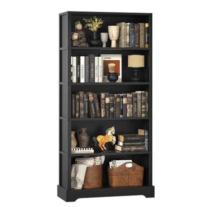 5 Tiers Wooden Bookshelf, 65.2" Tall Farmhouse Style Open Bookcase, view 2