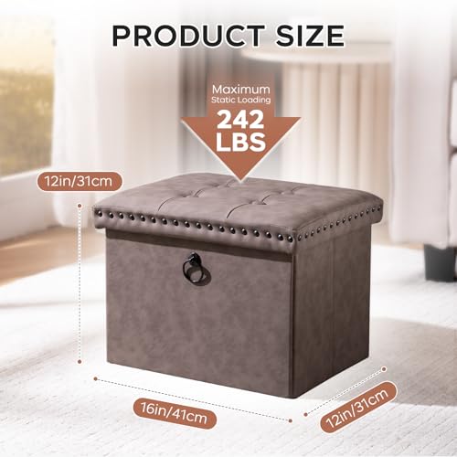 16x12x12 Inches Folding Cube Storage Ottoman, view 3
