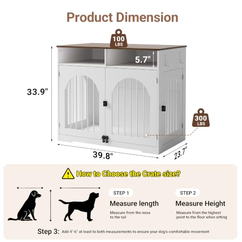 39'' Dog Crate Furniture, Dog Kennel Indoor for Medium/Large Dogs, view 4