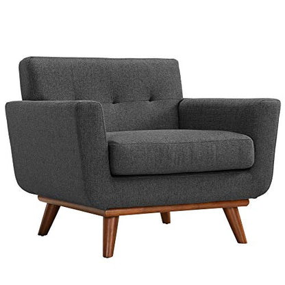 Engage Upholstered Fabric Button Tufted Sofa Furniture Set | Comfortable Lounging Experience | Cherry Legs | Armchair, Loveseat, and Sofa | Stylish & Sturdy | Perfect Addition to Your Home
