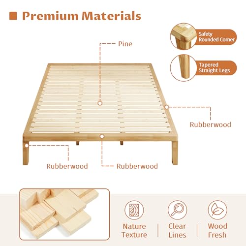 IOTXY Queen Platform Bed Frame - 12" Solid Wood Mattress Foundation Base, view 8