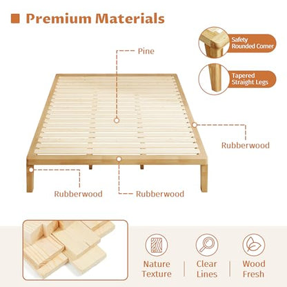 IOTXY Queen Platform Bed Frame - 12" Solid Wood Mattress Foundation Base, view 8