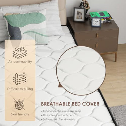 PayLessHere | 6 Inch Twin Mattress | Medium Firm Hybrid Mattress | White | with High-Density Foam and Breathable Cover | Pocket Spring Design, Pressure Relief | Bed in a Box, CertiPUR-US Certified
