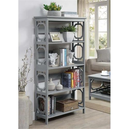 Omega 5 Tier Bookcase, Gray