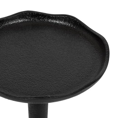 Alessia Modern Decorative Metal Drink Table; 8 x 8 x 22; Black; Round Cast Aluminum Pedestal Plant Stand with Rough Texture and Deckled Edge