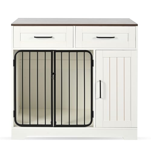 37.4" Dog Crate Furniture, Indoor Dog Kennel with 2 Drawers and Storage Cabinet, view 8