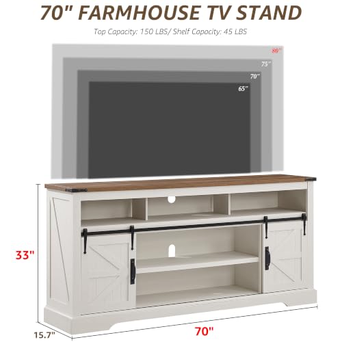 70" Farmhouse TV Stand for TVs up to 80", Antique White, view 3