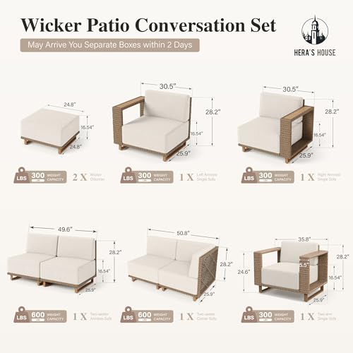 9-Piece Patio Sectional Furniture Set with 10" Thick Cushions, view 3