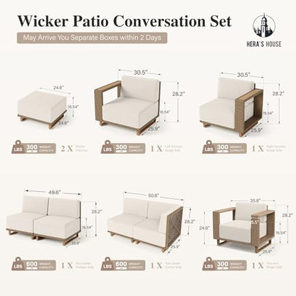 9-Piece Patio Sectional Furniture Set with 10" Thick Cushions, view 3