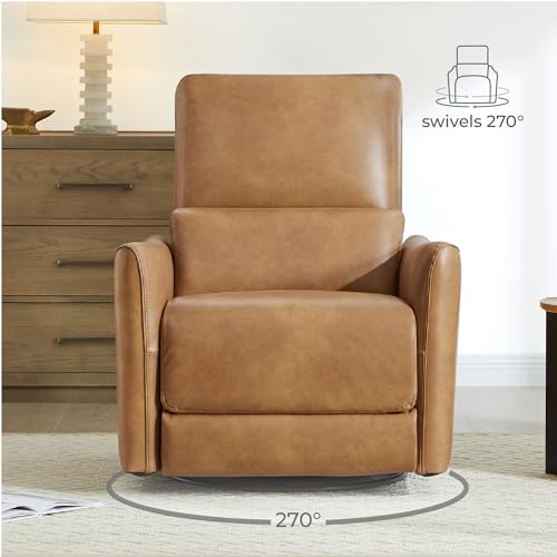 CHITA Oversized Leather Power Swivel Glider Recliner Chair, Cognac Brown