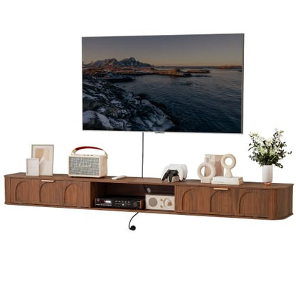 94.48'' Wall Mounted Floating TV Stand for 80-95 Inch TV - Walnut, view 2