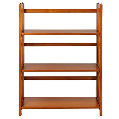 3-Shelf Folding Stackable Bookcase (27.5" Wide)-Honey Oak