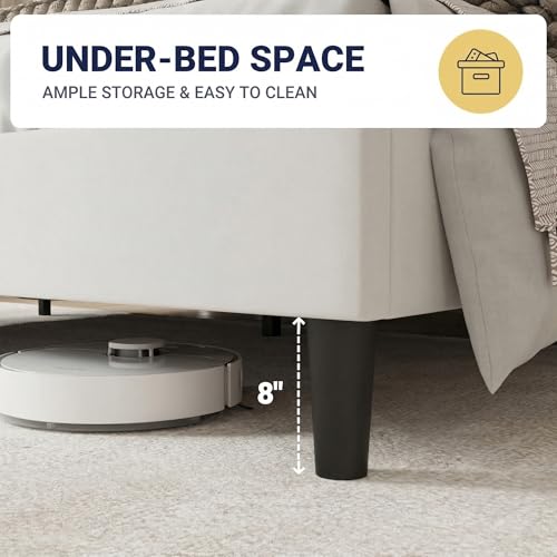 White Plush Velvet Wingback Queen Bed Frame, view 8