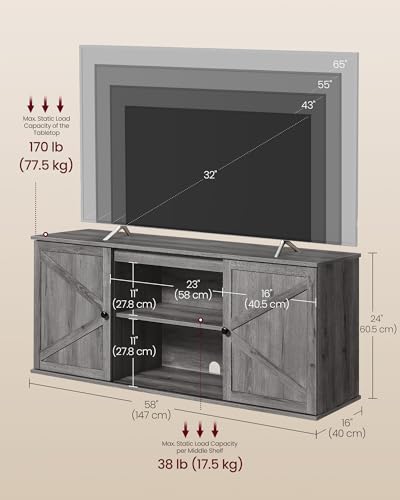 Farmhouse TV Stand for 65'' TV, Media Console, Sliding Barn Doors, view 3