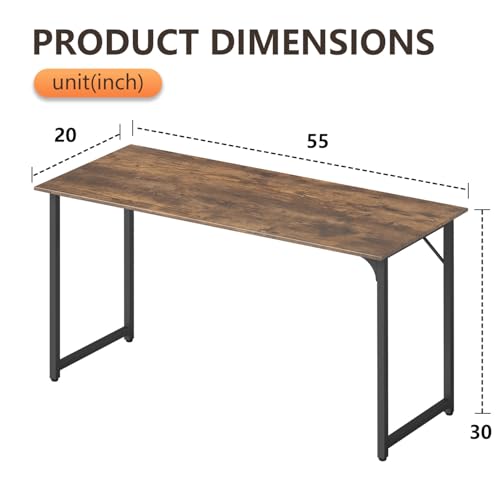 Computer Desk,Home Office Desk, Modern Simple Style for Home Office Study Writing (Brown, 55 Inch)