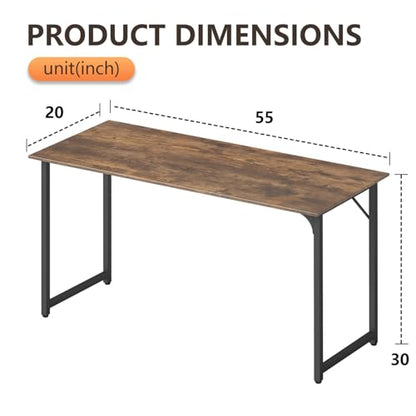 Computer Desk,Home Office Desk, Modern Simple Style for Home Office Study Writing (Brown, 55 Inch)