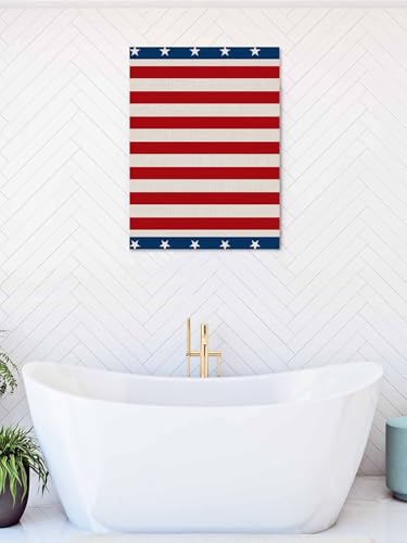 NuYeBiofx Patriotic USA Star Stripes Flag Canvas Wall Art Prints,48"x32" Framed Picture Artwork Blue Red White Printed Canvas Oil Painting for Living Room Bedroom Office,Ready to Hang