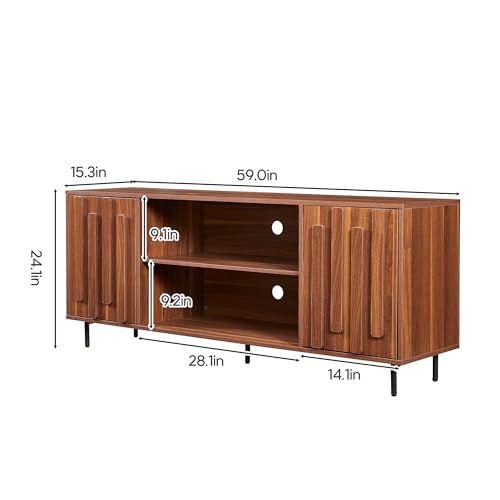 TV Stand for for Living Room, Mid-Century Modern TV Stands for 65" 60" 55" TVs, view 3