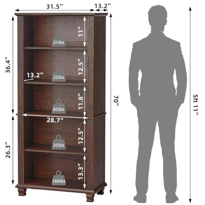 70" Tall Walnut Bookshelf, view 5