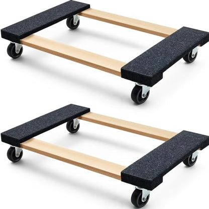 79545 30 in. x 18 in. Hardwood Furniture Moving Dolly 1,320 lbs. Capacity – 4 Swivel Wheels Heavy-Duty Furniture Dollies, 2 Pack