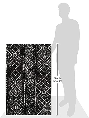 SAFAVIEH Adirondack Collection Accent Rug - 2'6" x 4', Black & Silver, Moroccan Boho Distressed Design, Non-Shedding & Easy Care, Ideal for High Traffic Areas in Foyer, Living Room, Bedroom (ADR111C)