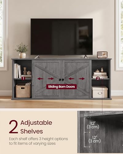 Farmhouse TV Stand for 65'' TV, Media Console, Sliding Barn Doors, view 5