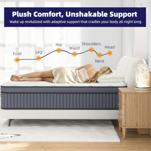 Twin Size Mattress, 12 Inch Hotel Level Hybrid Mattress in a Box, Medium, view 5