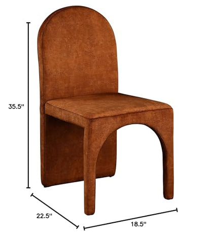 Meridian Furniture 803Cognac-SC Summer Collection Modern | Contemporary Velvet Upholstered Dining Side Chair with Steel Frame, 18.5" W x 22.5" D x 35.5" H, Cognac, Set of 2