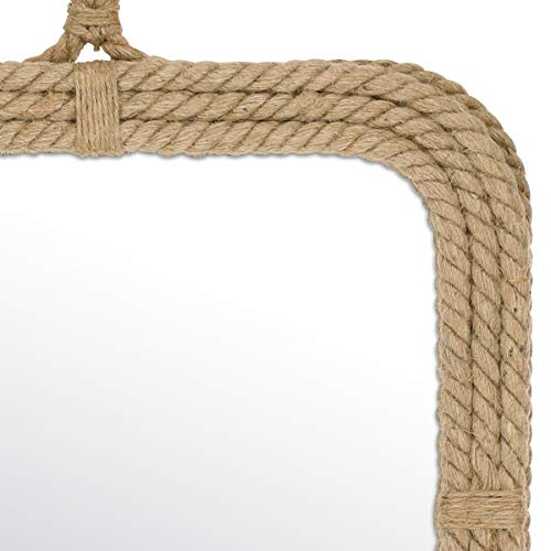 Small Square Rope Mirror for Wall, Light Weight, Rustic Decoration,Tan