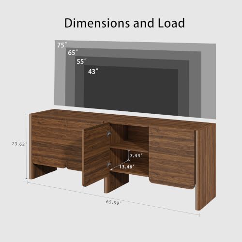 65" TV Stand, Media Console Cabinet with Doors for TVs Up to 75", view 3