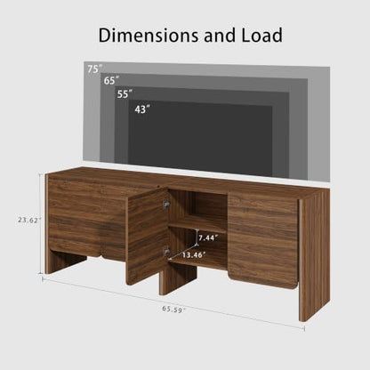 65" TV Stand, Media Console Cabinet with Doors for TVs Up to 75", view 3