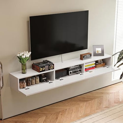 47'' Floating TV Stand,High Gloss Wall Mounted TV Console,White, view 6