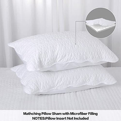 Standard Size Pillow Shams Set of 2, Ultra Soft Breathable 20 x 26 Inches Quilted Pillow Cases Envelope Closure for Sleeping, Decorative Microfiber Bed Pillowcases Easy Care, White