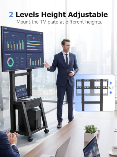 Mobile TV Cart with Storage Drawer for 32-75 inch Flat/Curved TVs, view 7