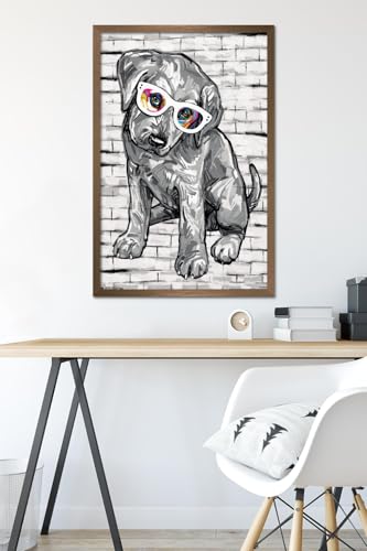 PD Moreno - Dog Glasses Wall Poster, 22.375" x 34", Bronze Framed Version
