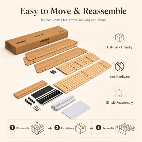 King Japanese Bed Frame with Storage, Wood Platform Bed Frame, view 4