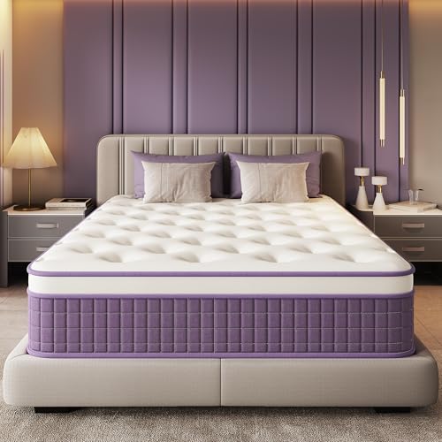 12 Inch Queen Size Hybrid Mattress in a Box, CertiPUR-US Certified Mattress with Gel Memory Foam and Pocket Springs,Pressure Relief &Medium Firm,100-Night Trial