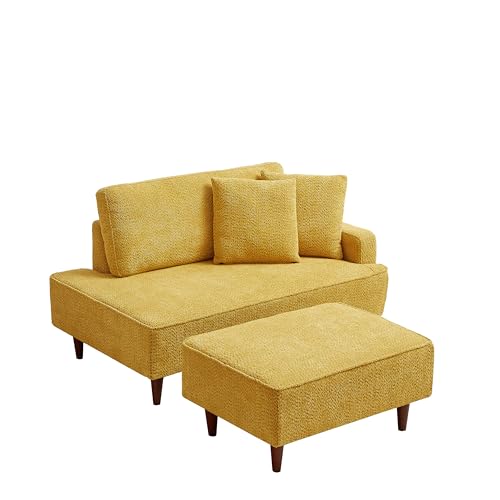 GDFStudio Upholstered Chaise Lounge Chair Indoor with Ottoman, view 5