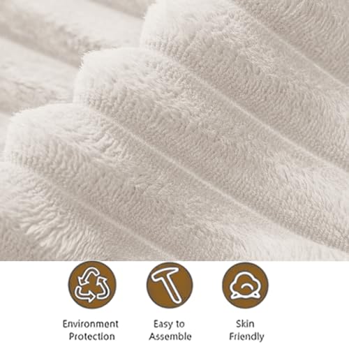 Oversized Modular Sectional Sofa,U/L-Shaped Corduroy Couch with Ottoman,Deep Seat & Removable Cushion,Easy Assembly for Living Room Apartment,8 Seater,Cream
