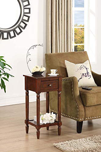 French Country Khloe 1 Drawer Accent End Table 14" - Traditional Farmhouse Side Table with Storage Drawer and Shelf for Living Room, Espresso