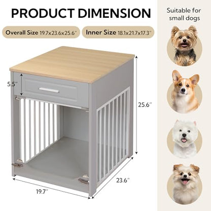 Dog Crate Furniture End Table with Flip-Up Door for Small Dogs, view 3
