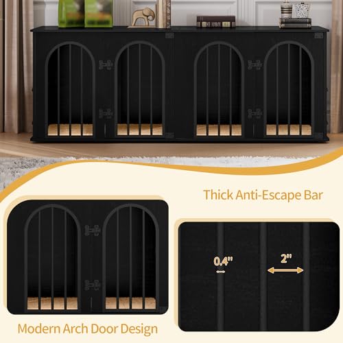 63" Double Dog Crate Furniture, Dog Kennel Indoor with Cushion, view 7