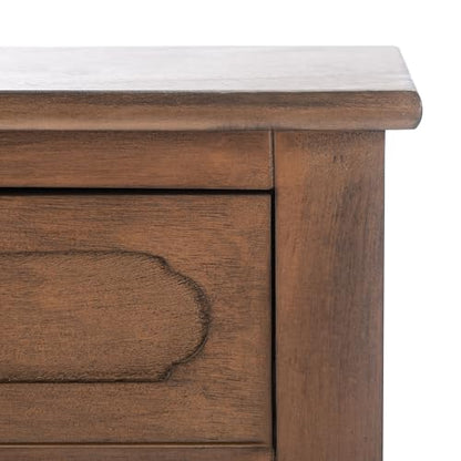 SAFAVIEH Home Collection – Allura Brown Accent Table with Drawer & Shelf, Modern Farmhouse Nightstand, Carved Detail Design (ACC5718C)