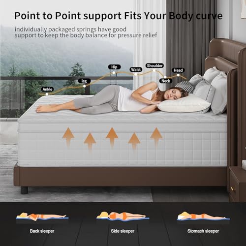 Twin Mattress, 14 Inch Twin Size Mattress in a Box with Memory Foam Hybrid, view 5