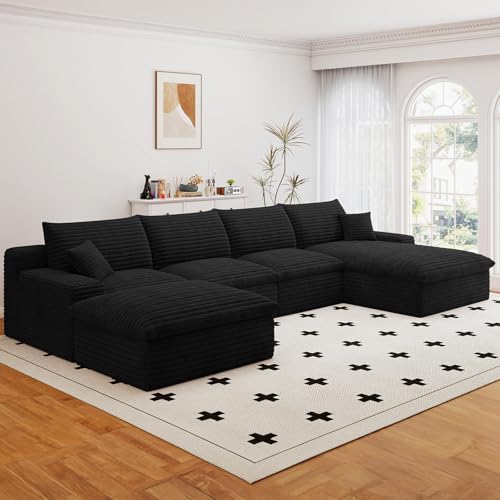 136" Cloud Sectional Couch with U-Shaped Chaise, view 5